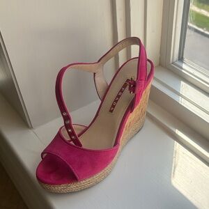 Prada Fuchsia Wedge Sandals